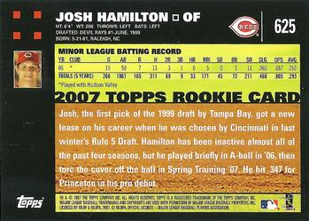 2007 Topps #625 Josh Hamilton Back
