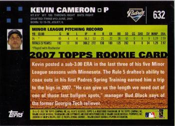 2007 Topps #632 Kevin Cameron Back