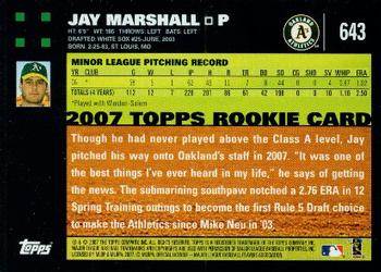 2007 Topps #643 Jay Marshall Back