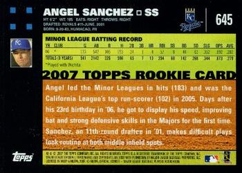 2007 Topps #645 Angel Sanchez Back
