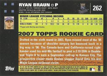 2007 Topps #262 Ryan Braun Back