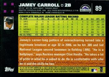2007 Topps #89 Jamey Carroll Back