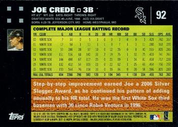 2007 Topps #92 Joe Crede Back