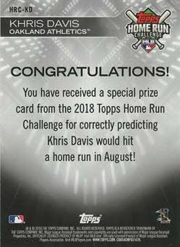 2018 Topps - Home Run Challenge Winners August (Gray) #HRC-KD Khris Davis Back