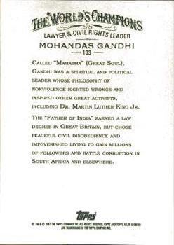 2007 Topps Allen & Ginter #103 Mohandas Gandhi Back
