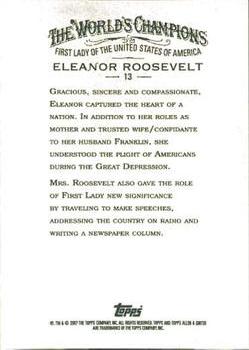 2007 Topps Allen & Ginter #13 Eleanor Roosevelt Back