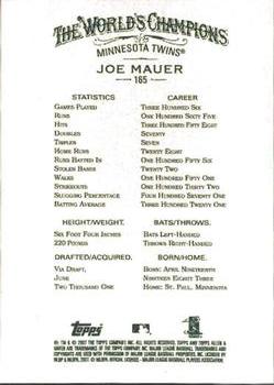 2007 Topps Allen & Ginter #165 Joe Mauer Back