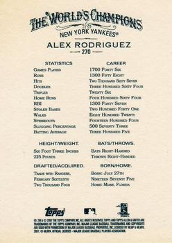 2007 Topps Allen & Ginter #270 Alex Rodriguez Back