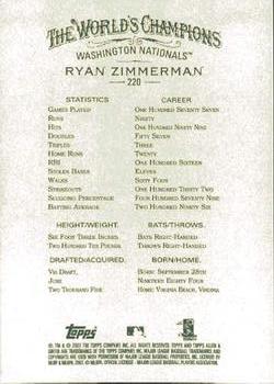 2007 Topps Allen & Ginter #220 Ryan Zimmerman Back