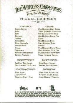 2007 Topps Allen & Ginter #90 Miguel Cabrera Back