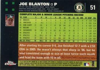 2007 Topps Chrome #51 Joe Blanton Back