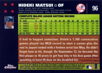 2007 Topps Chrome #96 Hideki Matsui Back
