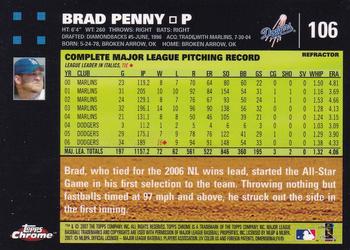 2007 Topps Chrome #106 Brad Penny Back