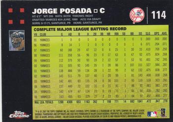 2007 Topps Chrome #114 Jorge Posada Back