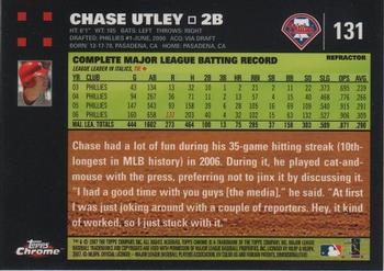 2007 Topps Chrome #131 Chase Utley Back