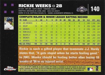 2007 Topps Chrome #140 Rickie Weeks Back