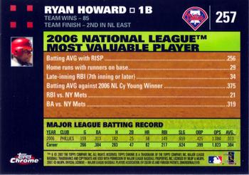 2007 Topps Chrome #257 Ryan Howard Back