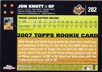 2007 Topps Chrome #282 Jon Knott Back