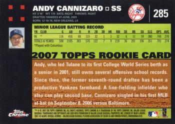 2007 Topps Chrome #285 Andy Cannizaro Back