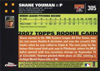 2007 Topps Chrome #305 Shane Youman Back
