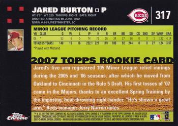 2007 Topps Chrome #317 Jared Burton Back