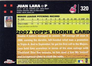 2007 Topps Chrome #320 Juan Lara Back