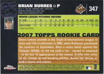 2007 Topps Chrome #347 Brian Burres Back