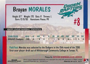 2017 Grandstand Ogden Raptors #NNO Brayan Morales Back