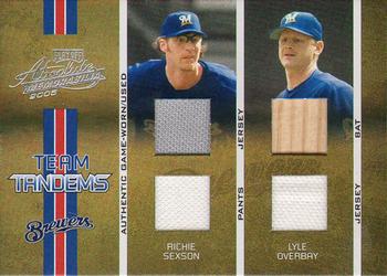 2005 Playoff Absolute Memorabilia - Team Tandems Swatch Double Spectrum #TT-73 Richie Sexson / Lyle Overbay Front