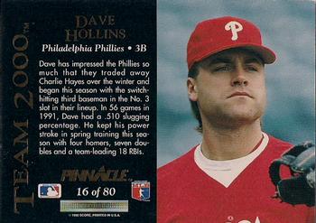 1992 Pinnacle - Team 2000 #16 Dave Hollins Back