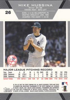 2007 Topps Co-Signers #26 Mike Mussina Back