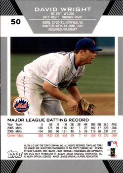 2007 Topps Co-Signers #50 David Wright Back