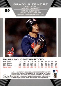 2007 Topps Co-Signers #59 Grady Sizemore Back