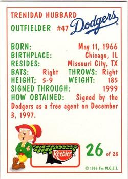 1999 Keebler Los Angeles Dodgers #26 Trenidad Hubbard Back