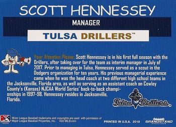 2018 Grandstand Tulsa Drillers #NNO Scott Hennessey Back