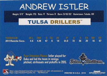 2018 Grandstand Tulsa Drillers #NNO Andrew Istler Back