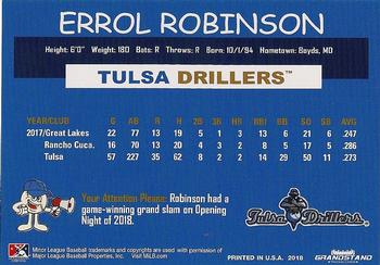 2018 Grandstand Tulsa Drillers #NNO Errol Robinson Back