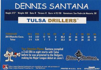 2018 Grandstand Tulsa Drillers #NNO Dennis Santana Back