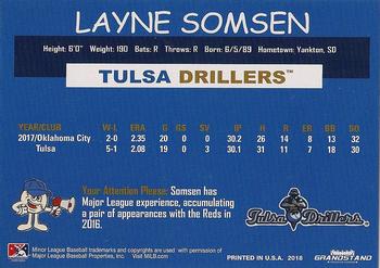 2018 Grandstand Tulsa Drillers #NNO Layne Somsen Back