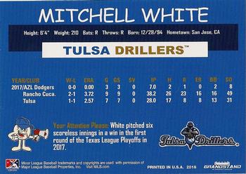 2018 Grandstand Tulsa Drillers #NNO Mitchell White Back