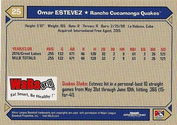 2017 Grandstand Rancho Cucamonga Quakes #NNO Omar Estevez Back