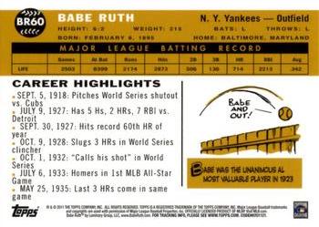 2011 Topps - Factory Set Bonus: Babe Ruth Gold Refractors #BR60 Babe Ruth Back