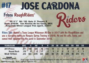 2018 Grandstand Frisco RoughRiders Update #NNO Jose Cardona Back