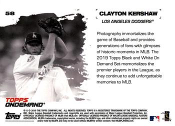 2019 Topps On-Demand Black and White #58 Clayton Kershaw Back
