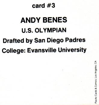 1991 Pacific Cards & Comics Team USA (unlicensed) #3 Andy Benes Back