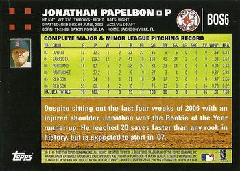 2007 Topps Gift Sets Boston Red Sox #BOS6 Jonathan Papelbon Back