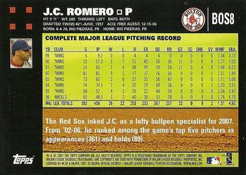2007 Topps Gift Sets Boston Red Sox #BOS8 J.C. Romero Back