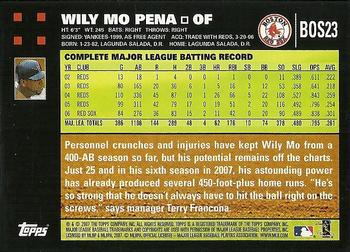 2007 Topps Gift Sets Boston Red Sox #BOS23 Wily Mo Pena Back