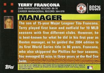 2007 Topps Gift Sets Boston Red Sox #BOS26 Terry Francona Back