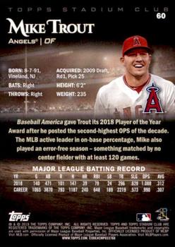 2019 Stadium Club #60 Mike Trout Back